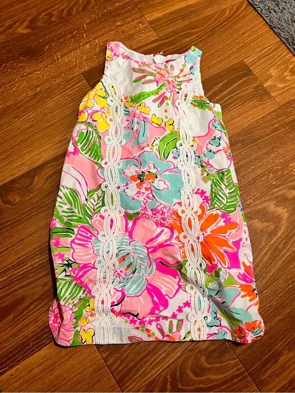LP Girls Tropical Floral Sundress with Lace Trim size 7/8